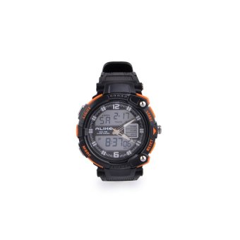 DHS ALIKE AK1391 Sports 50m Water Resistant Quartz Digital Wrist Watch(Black + Orange)  