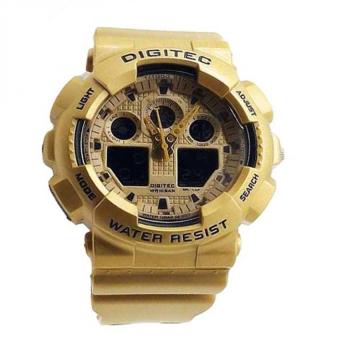 Digitec Dual Time Jam Tanagn Sport Pria DB 7621 S - Rubber Strap - Gold  