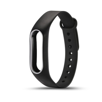 Double Color Silicone Strap Miband 2 Strap Wristband ReplacementSmart Band Accessories For Xiaomi Mi band 2 Black White - intl  