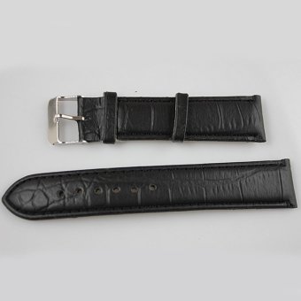 Durable High-grade PU leather Womens Mens Watch hand Strap 16MM-20MM Black - Intl- - intl  