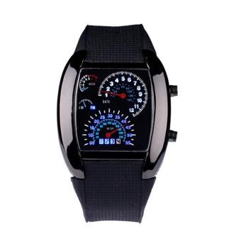 Fashion Aviation Turbo Dial Flash LED Watch Gift Mens Lady Sports Car Meter Black - intl  