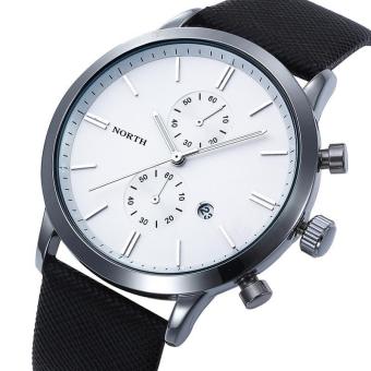 Fashion Men Casual Waterproof Date Leather Military Japan Watch Gift WH white(White) (White)-intl  
