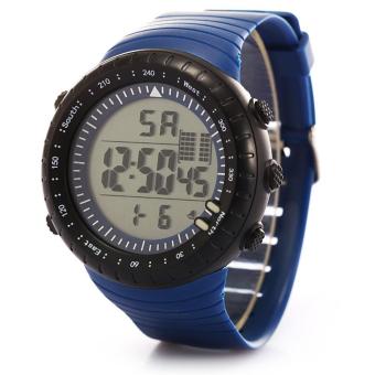 Fashion Men LED Digital Date Sport Military Rubber Quartz Watch Alarm Waterproof Blue - intl  