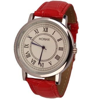 Fashion Mens Womens Ladies Leather RomeAnalog Wrist Watch Red - intl  