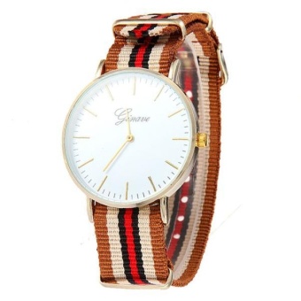 Fashion Thin Dial Siamese Canvas Band Analog Quartz Wrist Watch BW - intl  