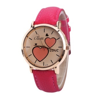 Fashion Wristwatch Women Lovers Heart Clock Rose Red - intl  