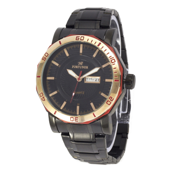 Fortuner Mens Casual Watches - Hitam - Stainless - FR K1127G BL GLD RD  