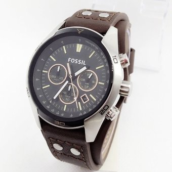 Fossil CH 2891 - Jam Tangan Pria - Leather Strap - Brown Silver  