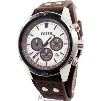 Fossil Ch2565 - Jam Tangan Fashion Pria Elegant Classic- Chronograph - Fiture Analog - Date - Leather (Brown Silver White)  