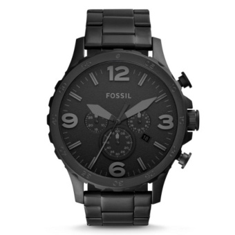 Fossil Jam Tangan Pria Fossil JR1401 Nate Chronograph Black Stainless Steel Watch