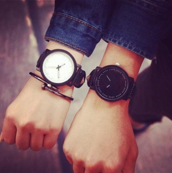 Frosted belt, tide watch, original wind, male and female lovers, watches, tide, student watches-Black and White - intl  