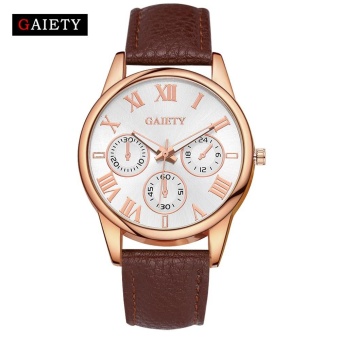 GAIETY Fashion Women Leather Quartz Round Wrist Watch Watches G112 Brown - intl  