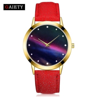 GAIETY G383 Women Fashion Starry Sky Leather Band Analog Quartz Round Wrist Watch Watches- Red - intl  