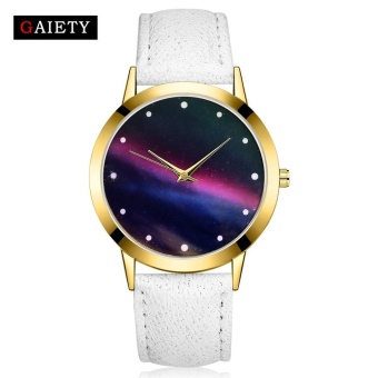 GAIETY G383 Women Fashion Starry Sky Leather Band Analog Quartz Round Wrist Watch Watches- White - intl  