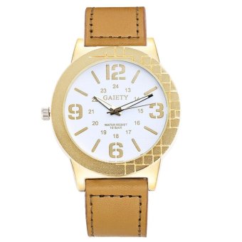 GAIETY Men Casual Sport Watch Leather Luxury Gold Dress Watch (White+Khaki) - intl  