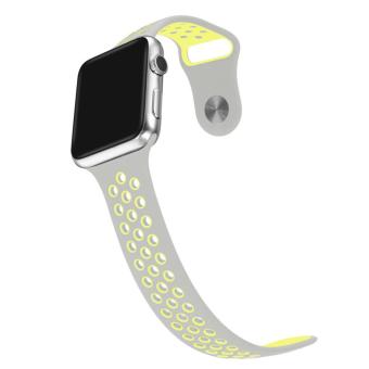 GAKTAI baru pengganti olahraga gelang silikon menonton band tali untuk Apple Watch seri 38 mm - Abu-Abu Kuning - International  