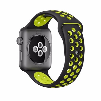 GAKTAI Pengganti Olahraga Jam Gelang Tali Silikon Untuk Apple Watch Seri 38 mm (Hitam Kuning) (... ) - International  