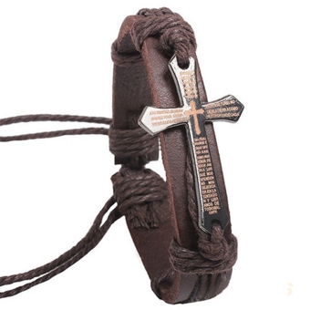 gelang pria mens multilayer leather cross bracelet cuff gelang pria mens multilayer leather cross bracelet cuff