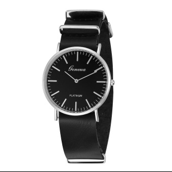 Geneva Two Needle Bracelet Quartz Watch - Silver Black Belt - intl  