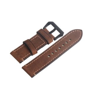 Genuine Leather Brown Watch Strap Band Watchband 24mm Width Black Buckle 72 - intl  