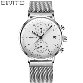 GIMTO Gm230 Male Watch Net with Five Needle Magnet Buckle Quartz Watch Silver With White Flour - intl  