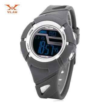 [GRAY] VILAM 08011 Digital Sports Watch LED Light Date Day Chronograph Display 5ATM Wristwatch - intl  