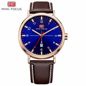 Great Premium MINI FOCUS MF0019G Brand Men 2017 Fashion Casual Watches Men Sport Military Quartz Analog Date Clock Man men Wristwatch Genuine Leather - Blue  