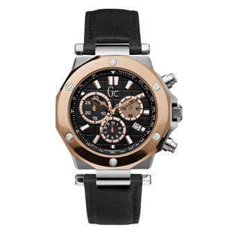 GUESS COLLECTION Gc-3 CHRONO X72005G2S - Chronograph - Jam Tangan Pria - Leather - Black - Rose Gold  