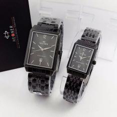 Hegner H09131 Date Jam Tangan Pasangan Stainless Steel (Hitam)