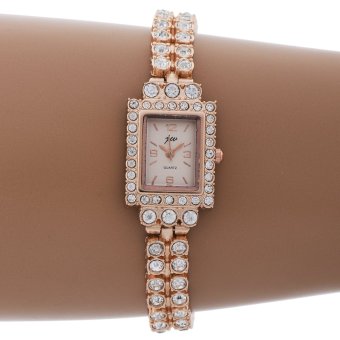 High-end Square Full Diamond Bracelet Watch(White)  