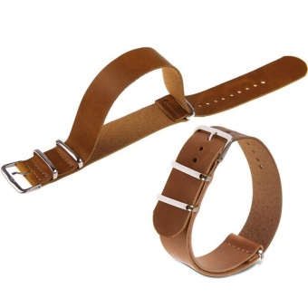 High Quality Store New 18mm/20mm/22mm Leather Wrist Watch Band Strap Mens Stainless Steel Pin Buckle Light Brown-22mm  