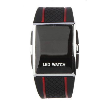 HKS Boy Men Stylish LED Digital Date Silicone Band Sports Wrist Watch Red  