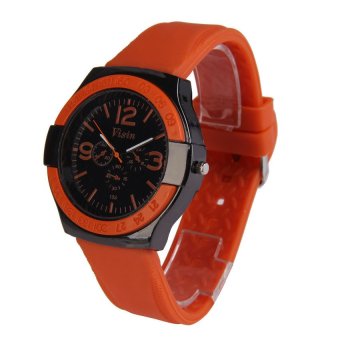 HKS Brand Visin Men Sports Watch Eco-friendly Silicone Quartz Wristwatch Orange  