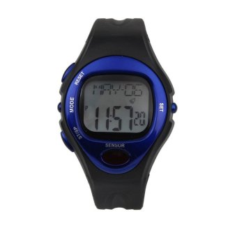 HKS Digital LCD Pulse Heart Rate Monitor Calories Counter Fitness Watch Blue  