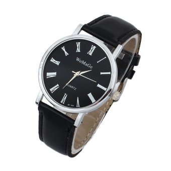 HKS Fashion Woman Lady Classic Leather Band Quartz Analog Wrist Watch Black  