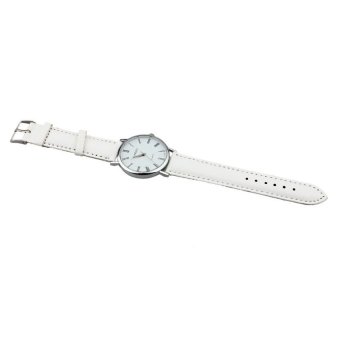 HKS Fashion Woman Lady Classic Leather Band Quartz Analog Wrist Watch White  