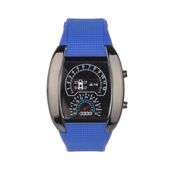HKS Mens Lady Sports Car Meter Aviation Turbo Dial Flash LED Watch Gift Blue  