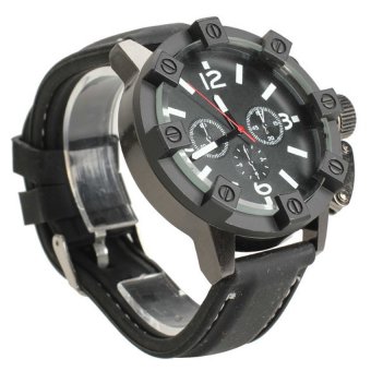 HKS V6 Men Sport Large Round Dial Quartz Black Rubber Strap Wrist Watch  