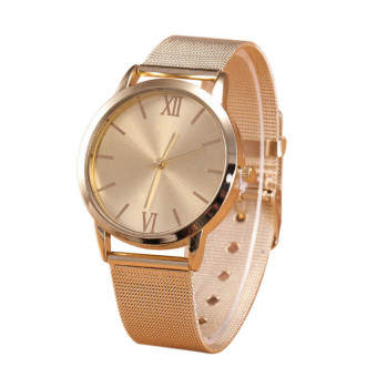 HKS Women Gold Stainless Steel Mesh Band Wrist Watch  