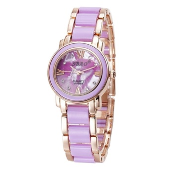 Hot selling Fashion ceramic bracelet watch -Golden shell purple - intl  