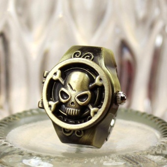 Hot Vintage Creativity Skull Pattern Finger Ring Quartz Watchs Antique - intl  
