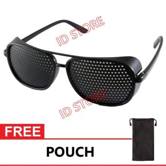 ID Sunglass - Pinhole Terapi Pria Wanita Frame - Hitam Lensa - Hitam SUN 1035-08  