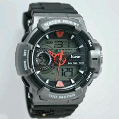 Hitam List Gold Source Pilot Waterproof Digital Sport Jam Tangan Pria Strap Karet PLT 1122.