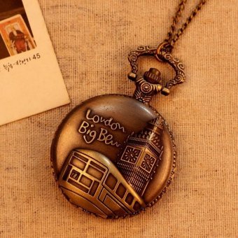 iooilyu Hot Sale Bronze Vintage Pocket Watch Women Men NecklaceQuartz With Long Chain Pendant Wholesale (bronze) - intl  