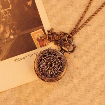 isoopmn Spider Web Pocket Watch Antique Quartz Unisex Alloy PendantRetro Chain Best Gift For Men Women Unisex (bronze) - intl  