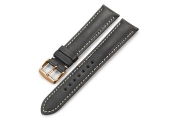 iStrap 19mm Genuine CalfSkin Leather Watch Band Strap Rose Gold Spring Bar Buckle Replacement Clasp Super Soft Black 19  