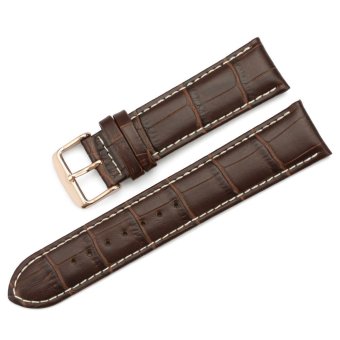 iStrap 19mm Genuine Leather Watch Band Alligator Grain Rose Gold Tang Buckle Padded - Brown  