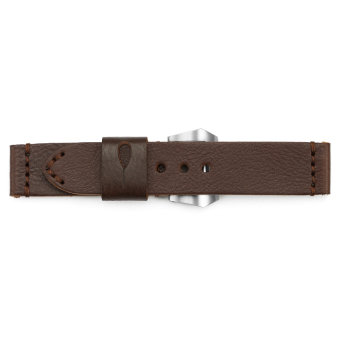 iStrap 24mm Calfskin Leather Watch Band Thick Full Grain Replacement Strap & Brushed SS Pre V Tang Buckle - Brown - Intl  