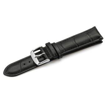 iStrap 24mm Genuine Calf Leather Watch Band Alligator Grain Padded for Men Women - Black  