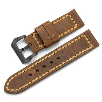 iStrap 24mm Genuine Calf Leather Watch Band for Panerai Brown  